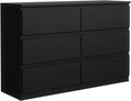Commode 6 Tiroirs Noir 120 cm, 120 x 39 x 78, 5 cm, Meuble de Rangement Spacieux pour Chambre – MebLocker, Design Minimaliste