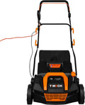 T-Mech Tondeuse, Largeur d'Aspiration 38 cm 3500 tours/min Nettoyage, Entretien de Jardin, Noir/Orange, 5 Hauteurs de -12mm à + 6mm