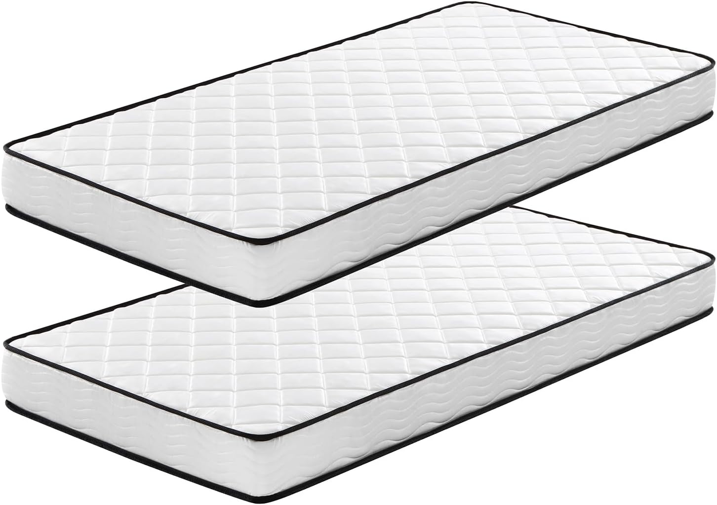 Lot de 2 Matelas 90x190, Épaisseur 15cm Matelas Ergonomique, Blanc/Noir – Luxirest