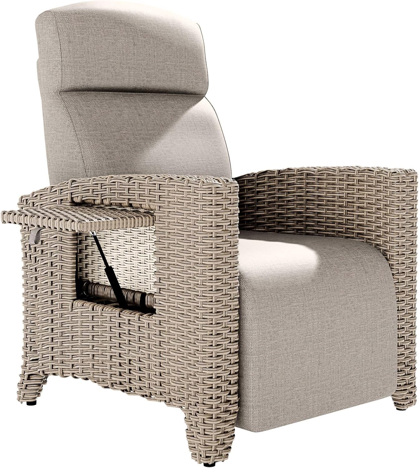 Bain de soleil, Dossier Réglable, au Jardin – ONKBOITE, Marron/Beige, Adaptée à l'intérieur, Coussin épais, au Balcon, à la Cour