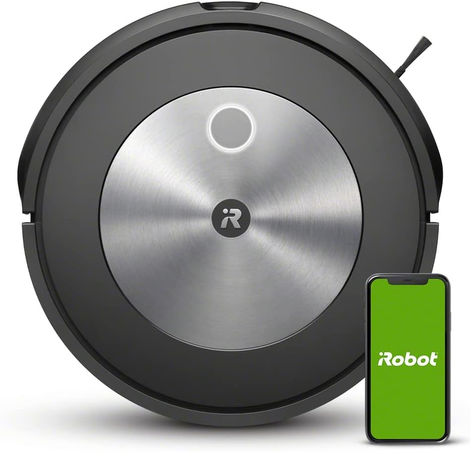 iRobot Aspirateur Robot connecté Roomba® j7 avec 2 extracteurs en Caoutchouc multisurfaces, Idéal pour Les Animaux, Noir/Argent, Cartographie