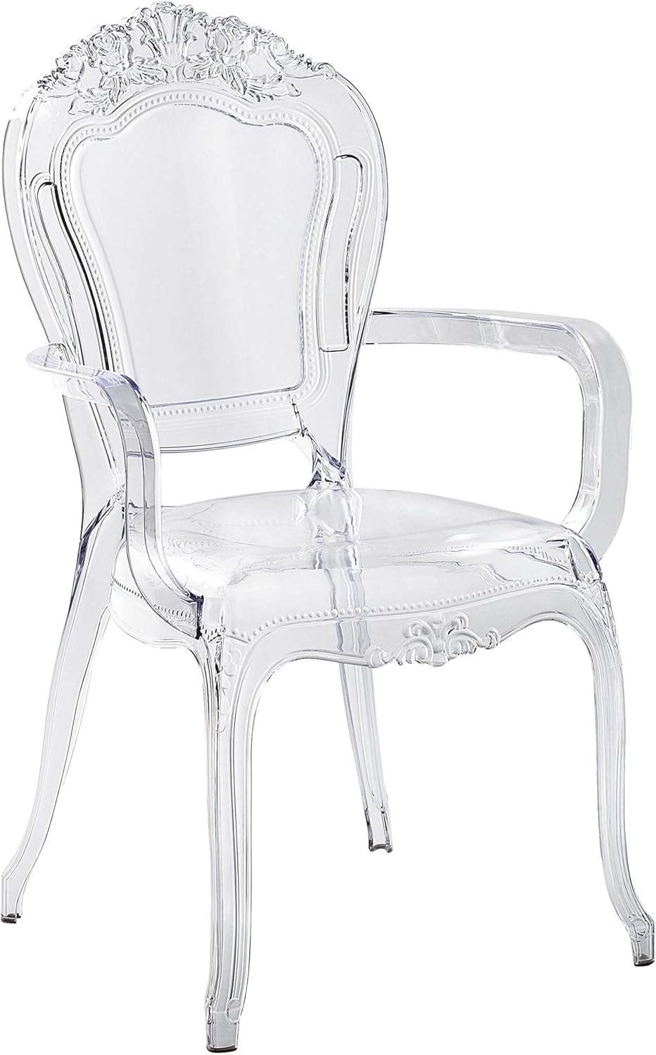 Chaise, Set 2 Chaises Transparentes en Plastique avec Accoudoirs Design Rétro et Glamour Tendance, Transparent – Beliani