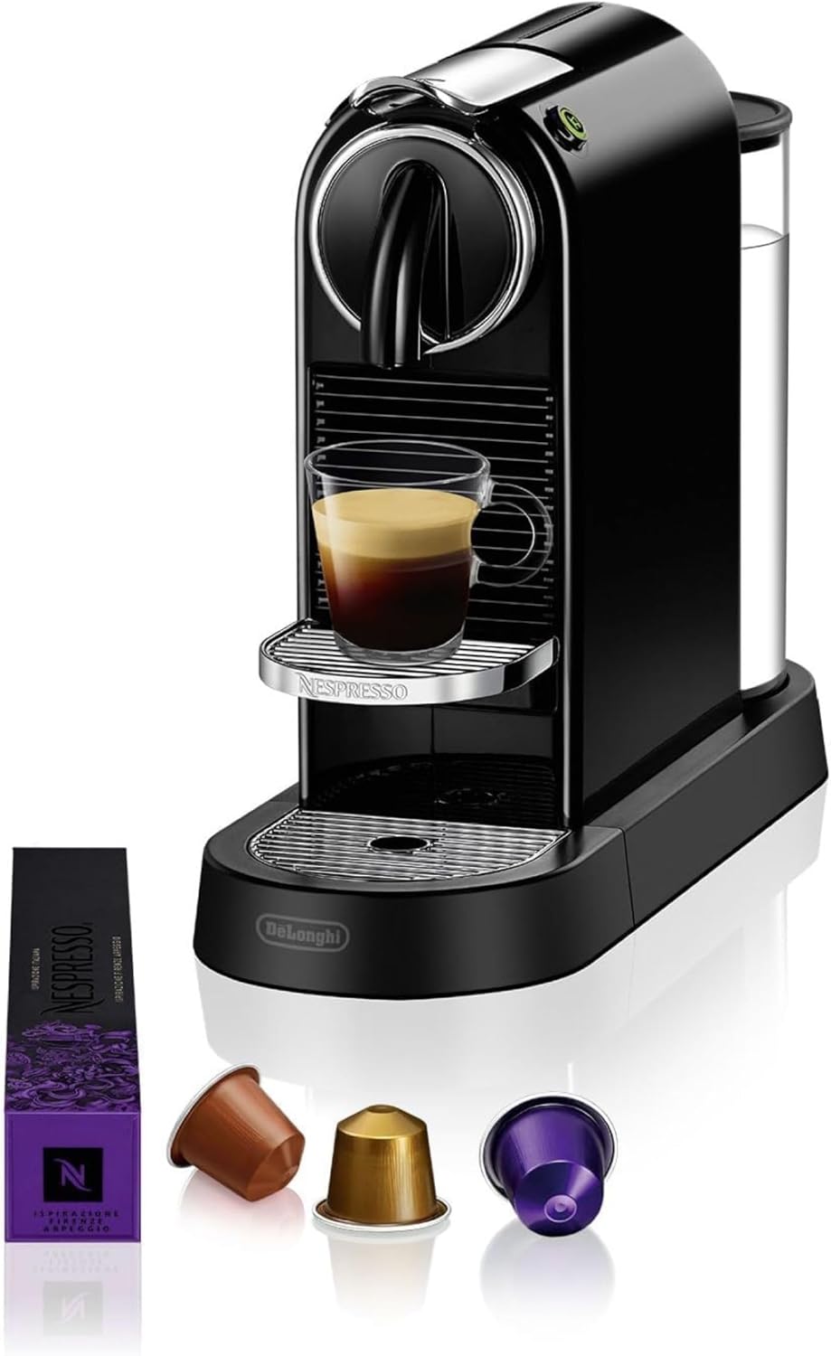 Cafetière à capsules, 19 Bars + Kit de Bienvenue – Nespresso, N167.B, Design Moderne, Expresso et Lungo, Arrêt Automatique