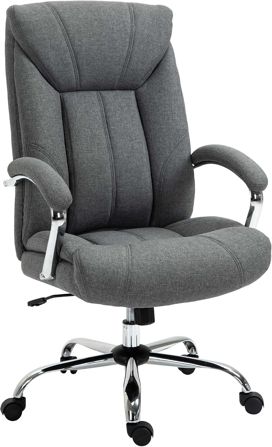 Chaise Bureau Ergonomique, Fonction de Bascule et pivotant à 360°, Hauteur réglable, Fauteuil de Bureau – Vinsetto, télétravail, Gris