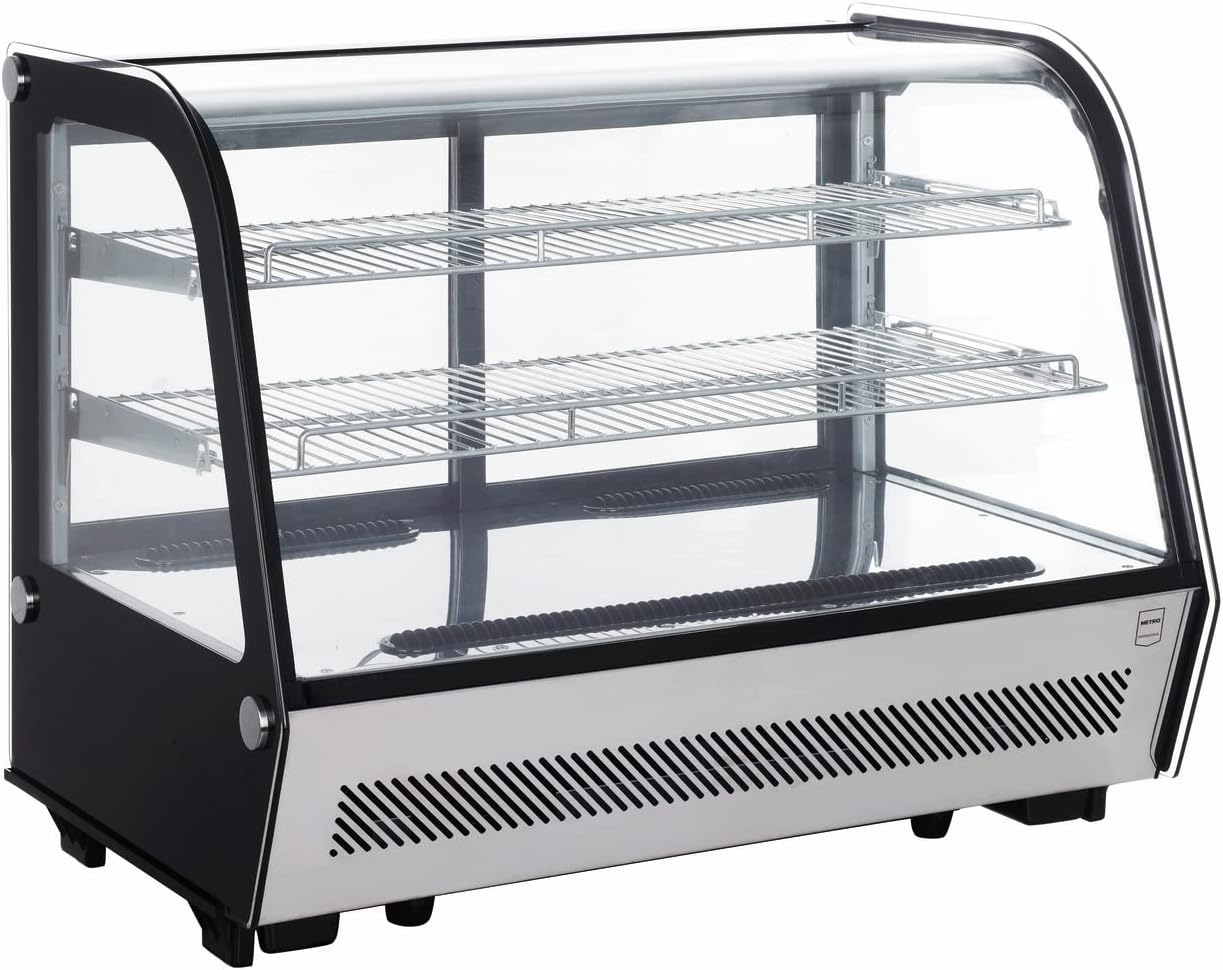 METRO Professional Réfrigérateur de présentation, 88 x 56, 8 x 68, 6 cm, froid avec ventilateur, inox/verre, Argent/Noir, 130l, argenté/noir
