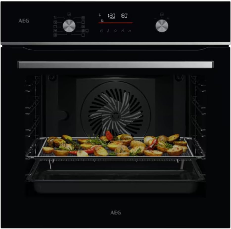 Four encastrables, 71L, Wi-Fi – AEG, 9 fonctions, 45 programmes, écran LED, noir, plateau AirFry, grill, cuisson multiniveau