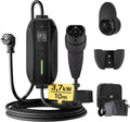 Chargeur Voiture Electrique 3, 68kW [10m, 6/8/10/13/16A] Cable de Recharge Type 2 avec LCD écran Numérique Contrôlable – dé, Noir, 500e, Model 3, Zoe