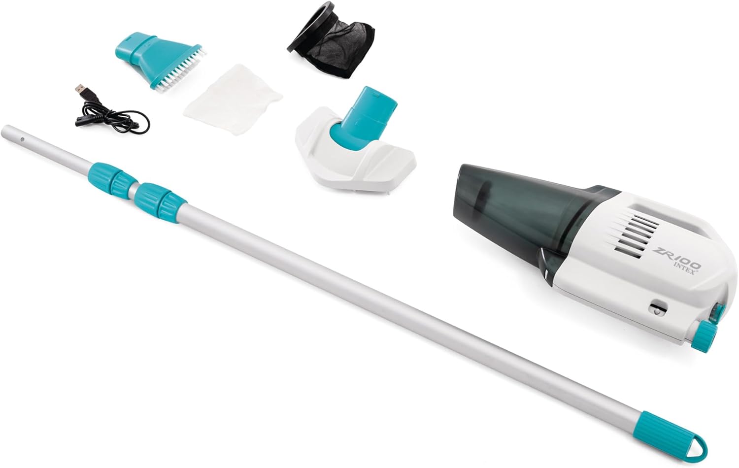 Intex ZR100 Aspirateur de piscine et spa ZR100 de 45 litres, convient pour une utilisation avec tous les PureSpas, Blanc/Bleu/Gris