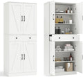 Armoire de Rangement 183 cm, Armoire Chambre 4 Portes avec Grand Tiroir – COSTWAY, 3 Étagères Ajustables, Blanc, pour Salon