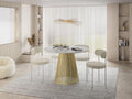 Table à Manger Ronde Extensible Style Loft, 120 à 200 Cm, Design Industriel avec Pieds en Métal Doré, Blanc/Doré – WFL GROUP