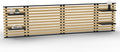 Lit, Tête de lit Suspendue en Lattes Detroit 240 cm Bois et métal Noir avec étagères Design, Bois/Noir – IDMarket