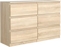 Commode 6 Tiroirs Chêne Sonoma 120 cm, 120 x 39 x 78, 5 cm, Meuble de Rangement Spacieux pour Chambre, Chêne Clair – MebLocker