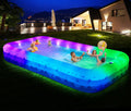 Grandes piscines gonflables avec lumières, piscines familiales gonflables pour adultes, 368, 3 x 188 x 55, 9 cm – HRLA, 1628, pompe à air non incluse