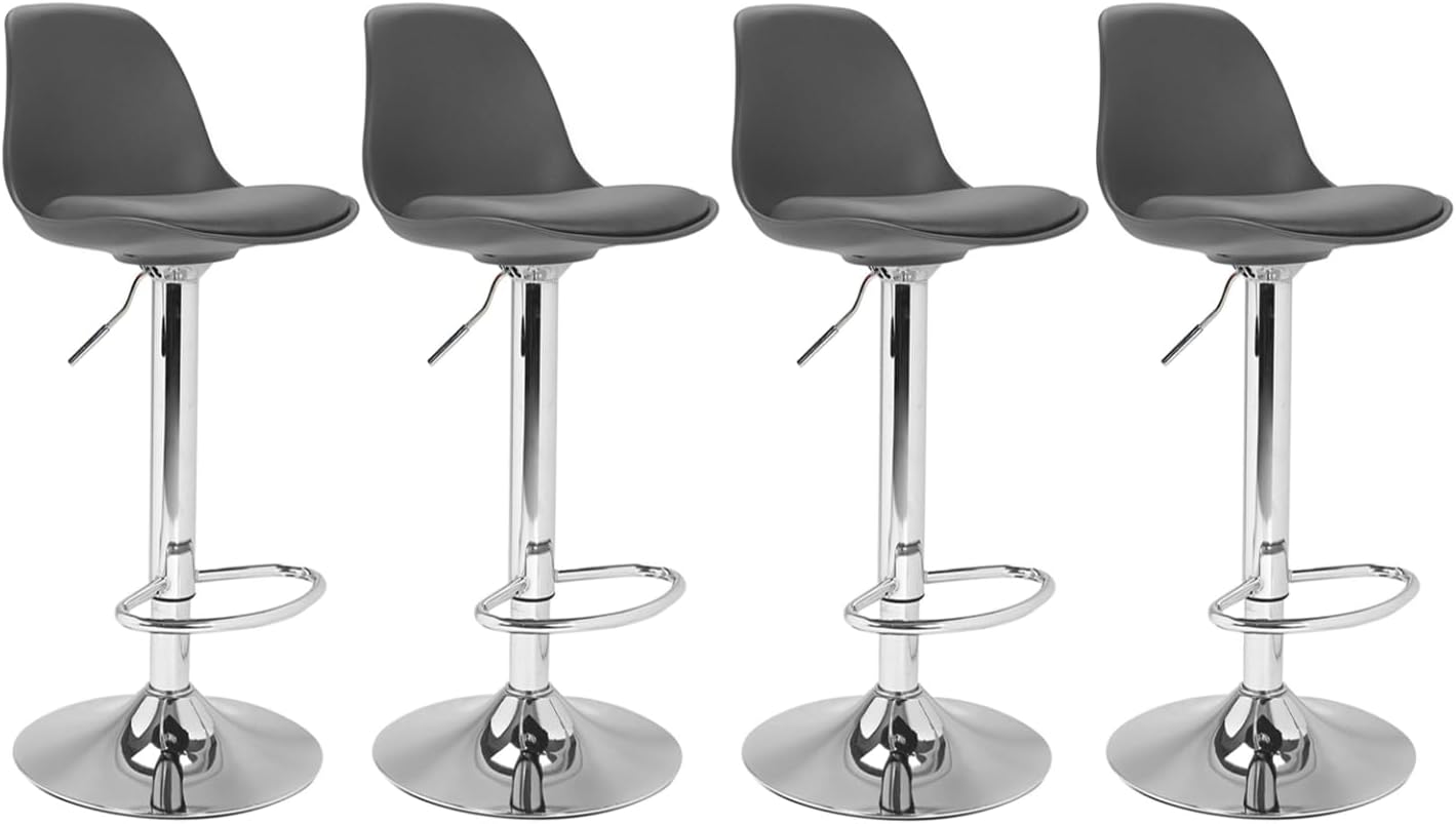 IDMarket, Tabouret, Lot de 4 tabourets de Bar Karl Design Gris, Gris