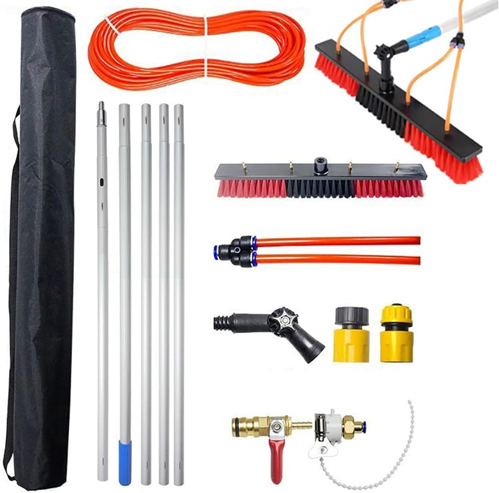 HEYOUTH, Manche télescopiques, avec Sac de Rangement, Tête Orientable à 180°, pour Panneaux Solaires, Noir/Rouge/Orange/Gris/Jaune, Vitres