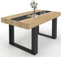 Table à Manger Rectangle Phoenix 6 Personnes Bois et Noir Bande Centrale Noire 160 cm, Bois/Noir – IDMarket
