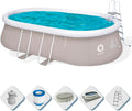 Piscine autoportante Ovale avec Structure, Gris 540x304x106 cm Gris – AVENLI, Gris/Blanc/Bleu