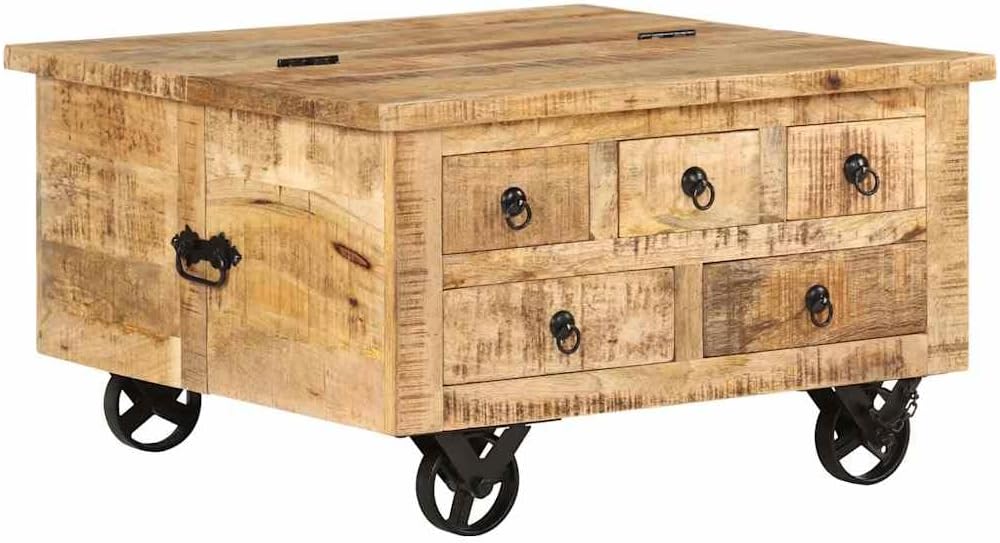 Générique Table Basse Bois de manguier Brut 70 x 70 x 40 cm, Poids 31KG, Meubles, Tables, Tables Basses et Tables d'appoint, Tables Basses, Brun