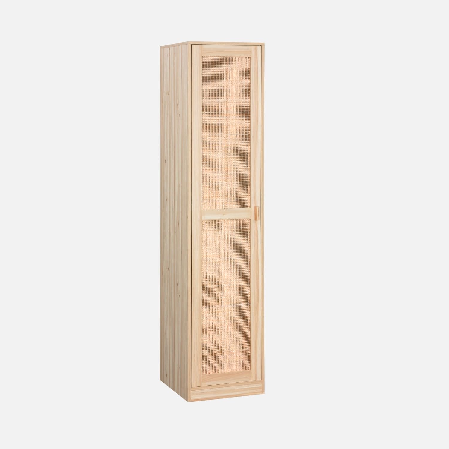 Armoire Dressing cannage et Effet Bois. Garde-Robe 1 Porte. 5 étagères H180cm, Beige/Bois Clair – Alice's Garden, sweeek
