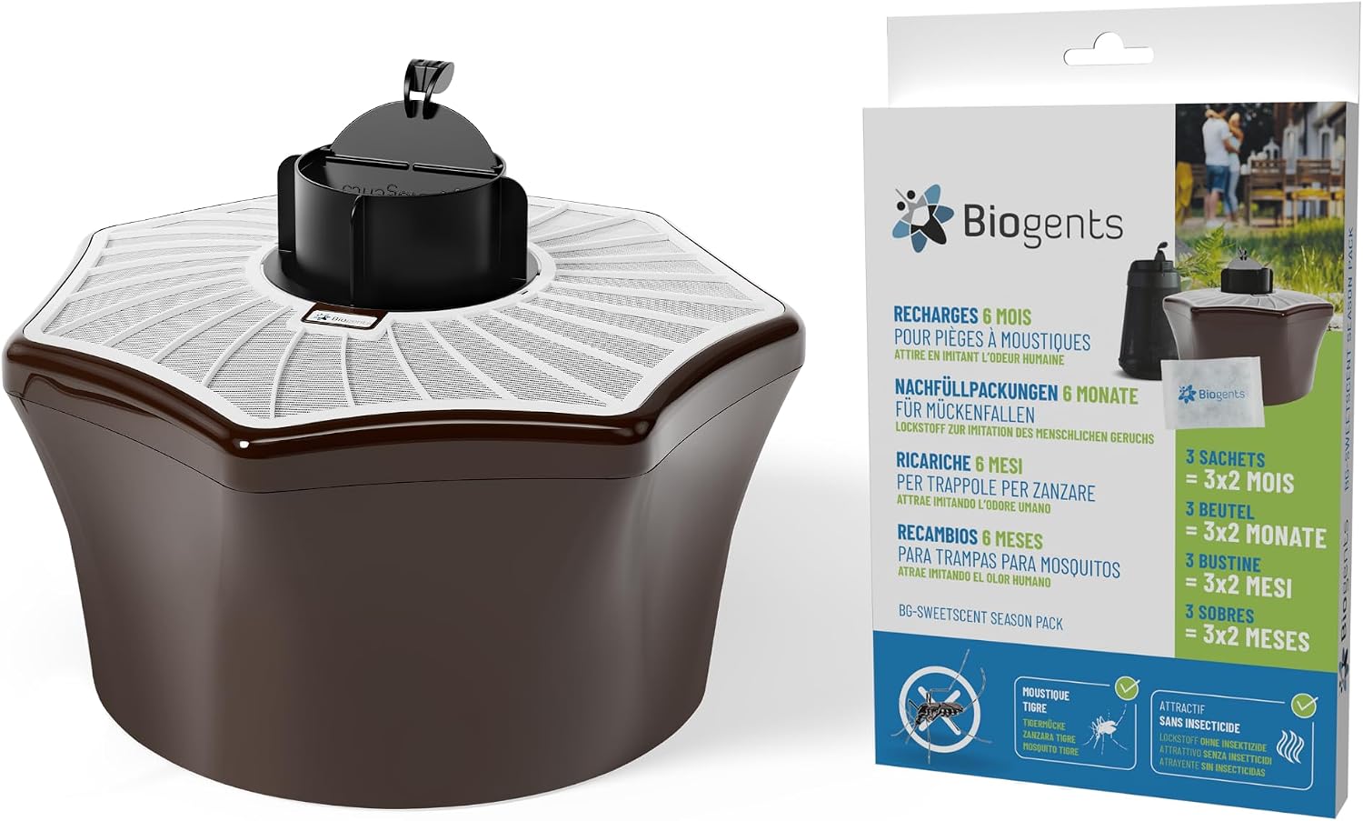 Piège Extérieur Anti-Moustiques Tigres + Recharge De 6 Mois – Biogents, Marron/Blanc, Season Pack