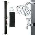 VEVOR, Douche Solaire 40 L Douche Extérieur Solaire Autoportante pour Jardin Piscine Plage, avec Robinet de Lavage des Pieds, Noir/Argent