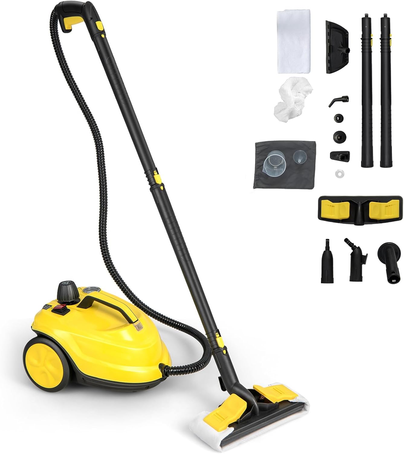 Nettoyeur Vapeur Puissant 2000W, Pour Sol, 14 Accessoires – SOARS, Jaune/Noir, Pression Max 5 Bar, Temp. 160°C, Chauffe Rapide 8 Min, Réservoir 1.8L