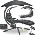 Bain de soleil, B100 cm – KESSER, Noir, charge jusqu'à 120 kg, chaise longue H200, L194, chaise longue suspendue, hamac, sac inclus