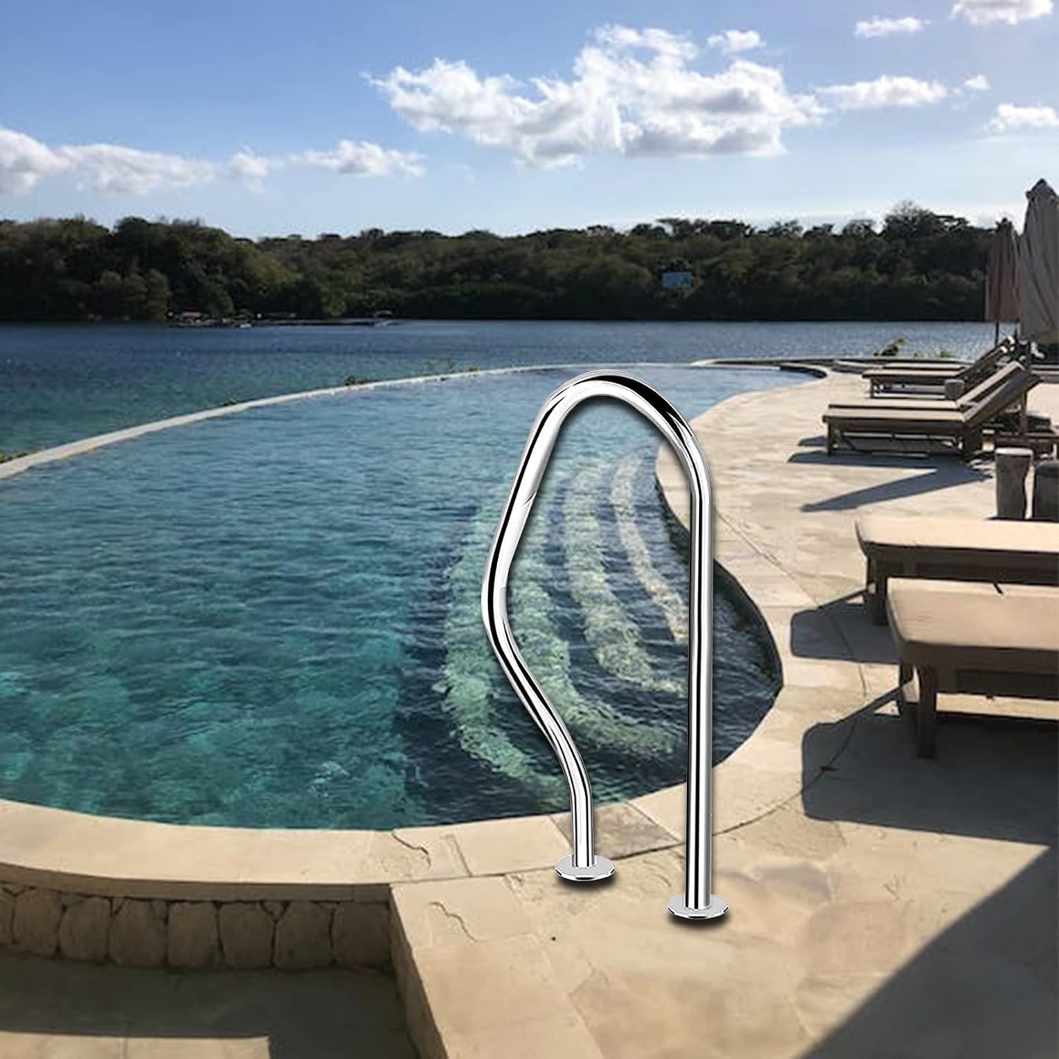 SOYALS 1PCS, Main Courante De Piscine Main Courante De Piscine, Ensemble Complet D'accessoires 1PCS, Argent