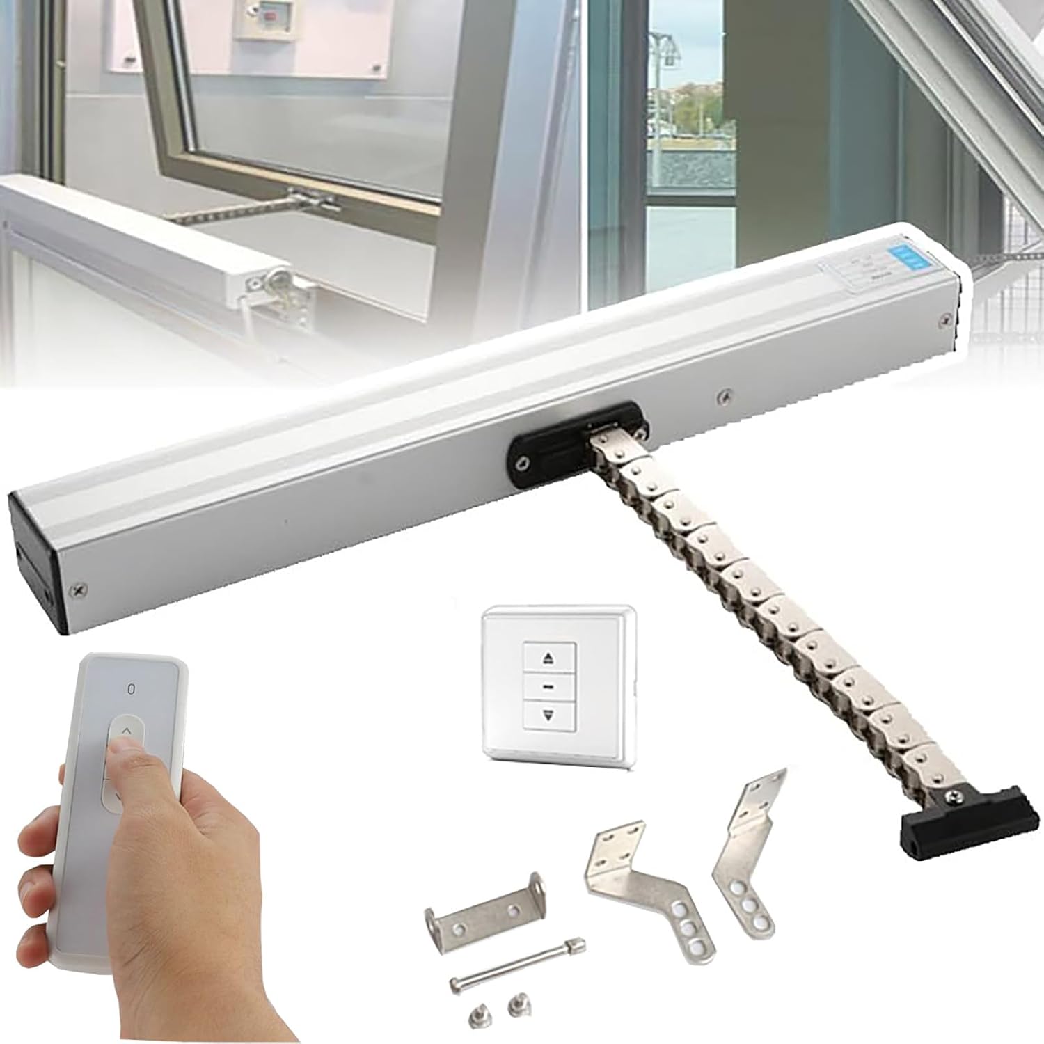 Ouvre-fenêtre électrique avec télécommande et interrupteur, idéal pour les fenêtres de toit et fenêtres suspendues, longueur réglable 300-1000 mm
