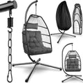 Siège suspendus, Fauteuil Relax avec Structure en Acier & Coussin Épais – tectake, Noir/Gris