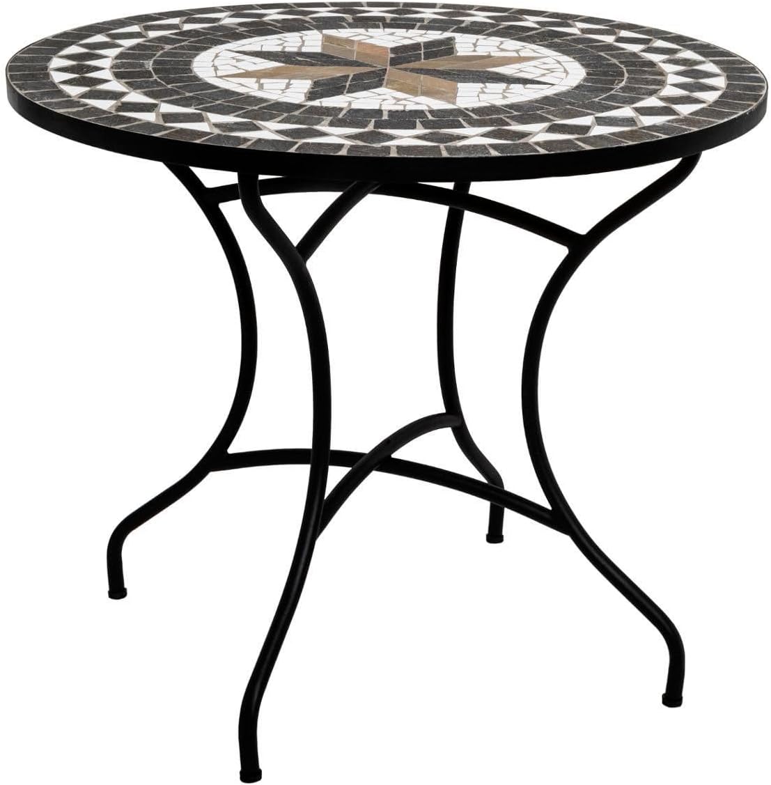 Table de Repas Ronde Mosaïque Kipos 90cm Noir, Atmosphera Créateur d'intérieur