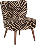 Fauteuil de Salon imprimé zèbre, Longueur 68, 5 x Profondeur 68, 5 x Hauteur 80 cm, Noir/Beige – PEGANE