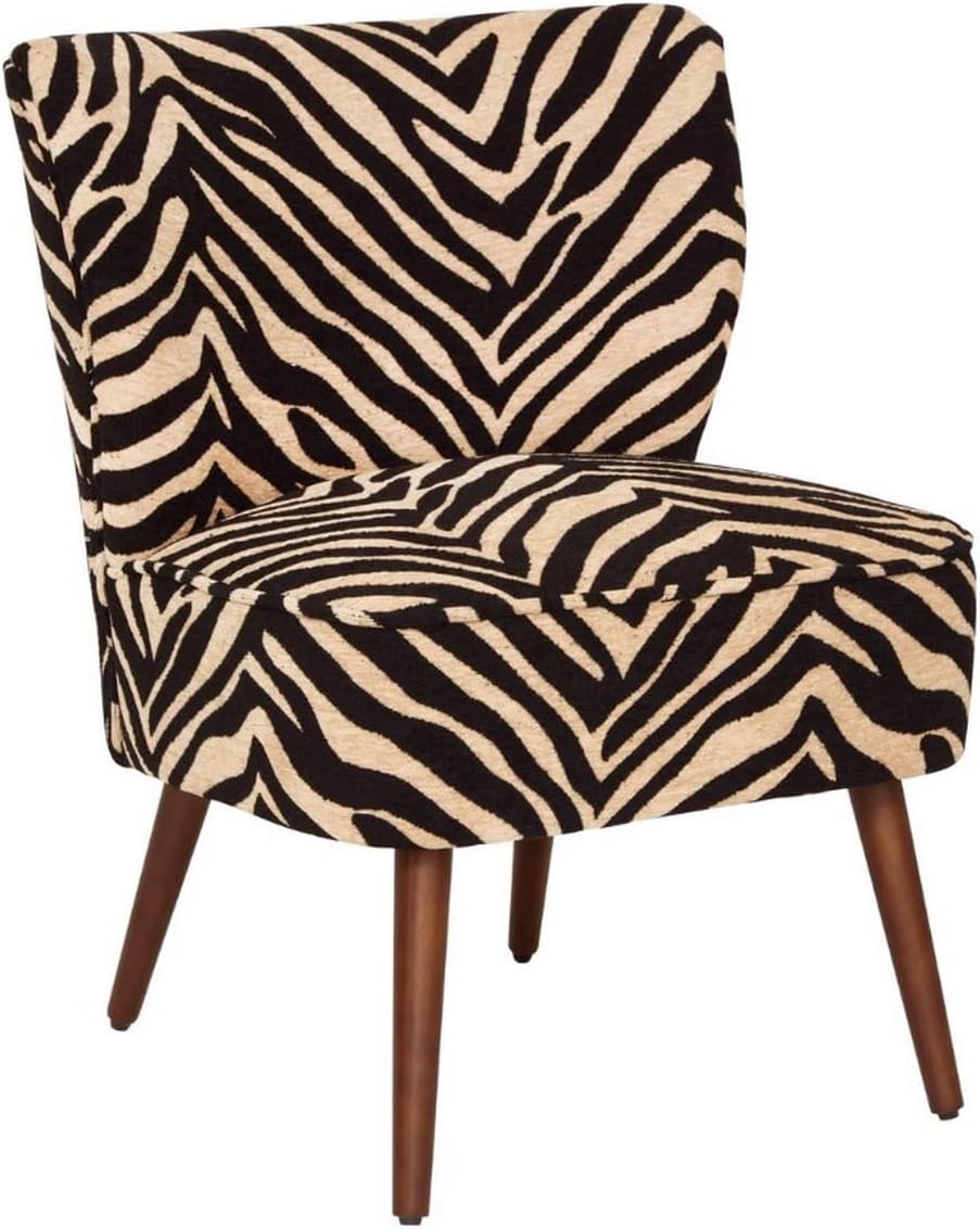 Fauteuil de Salon imprimé zèbre, Longueur 68, 5 x Profondeur 68, 5 x Hauteur 80 cm, Noir/Beige – PEGANE