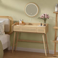 Coiffeuse avec Miroir et Lumière, Lumière Réglable avec 3 Couleurs, Chambre – SONGMICS HOME, 3 Tiroirs Imitation Rotin