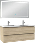 meuble, AICA Ensemble Meuble Salle de Bain 120cm Chêne Wotan Double Vasque et Miroir Lumineux 3, Chêne – AICA sanitaire