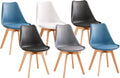 Lot de 6 Chaises Scandinaves, Noir x2, Pieds Bois de Hêtre Massif, Blanc/Gris/Bleu/Noir – PEZ ROJO, Bleu Canard x2, Blanc, Gris