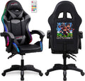 Chaise, Eclairage LED 366 Effets, Noir/Gris – Amstrad, Télécommande, Fauteuil Gaming Noir et Gris, Serigraphie Crafter