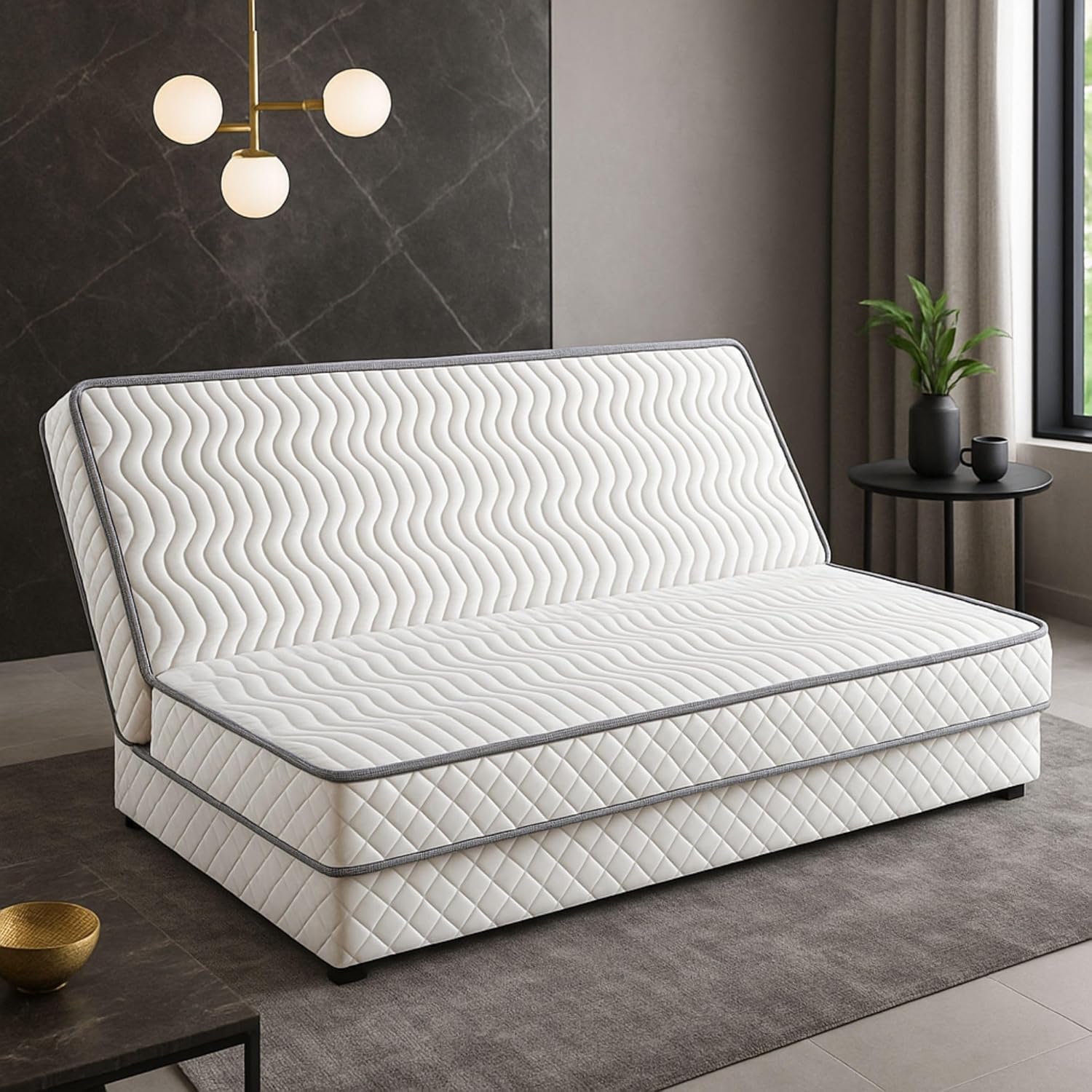 Matelas Ferme pour Tous Clic Clac 120x190 x 10 cm, Découpe Assise 60 cm, Blanc/Gris – Literie Julien, 5 Zones de Confort, Très Respirant