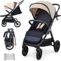 Poussette citadines, Capote XXL avec Filtre UPF-50 – Twinly, Beige/Noir, Spacely, Dès la Naissance, Siège Large, Beige