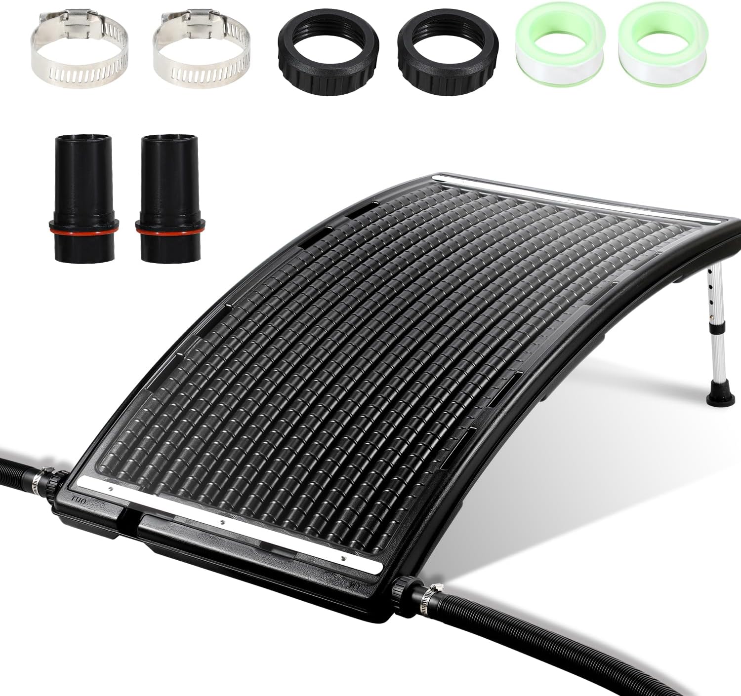 Vigevee, Panneau solaire de chauffage de piscine, 113 x 69 x 35 cm, système solaire pour eau chaude, Noir/Argent, débit maximal 10 000 l/h