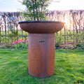 PakketPanda, Plancha, Extérieur, Rouille, Acier Corten, BBQ, Brasero, Barbecue, Plaque de cuisson, Anneau de barbecue, Cheminée de jardin