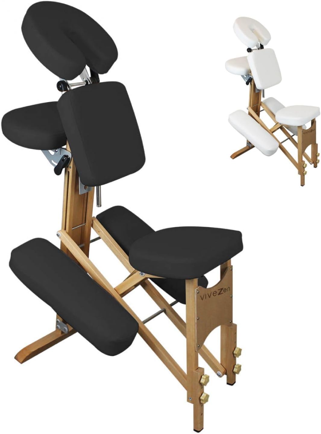 Chaise de Massage en Bois Pliable avec Sac de Transport, 2 Coloris, Noir/Blanc – Vivezen