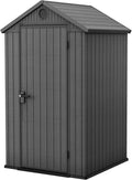 Abri de Jardin Résine Darwin 4X4-125 X 184 X 205 cm – Keter, Couleur Gris Moderne, Compact, Durable et Résistant aux Intempéries