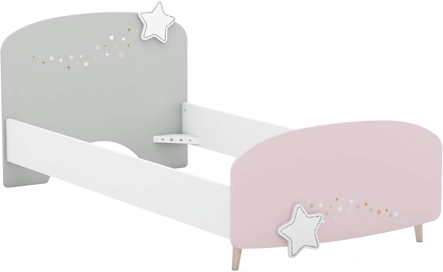 Lit, Lit 1 Personne Qui s'Intègre à Notre Collection de Meubles de Chambre d'Enfant, Gris/Rose/Blanc – CBA, Peinture Non Toxique