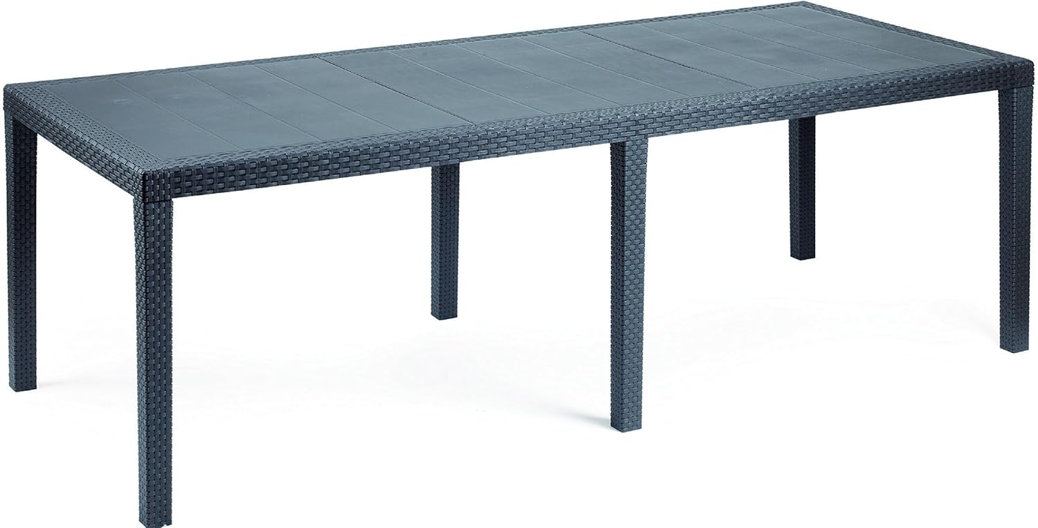Table d'extérieur Roma, 150/220x90h72 cm, Table de jardin extensible effet rotin – Dmora, 100% Made in Italy, Anthracite