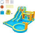 Garvee, Château Gonflable avec Souffleur, 9 en 1 Parc Aquatique Gonflable avec Trampoline, Adapté pour Enfants de 3 à 12 Ans, Toboggan