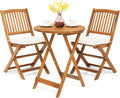 bistro, Salon de Jardin 2 Personnes en Bois d'Acacia, Table de Jardin Extérieur avec Chaise Plaintes – GIANTEX, 2 Coussins Amovibles