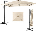 Parasol, Parasol Déporté Carré 3x3M à Manivelle, pour Terrasse – COSTWAY, Inclinable et Rotation à 360°, 8 Baleines, Patio, Balcon