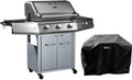 Barbecue Gaz Bingo 4', 4 brûleurs Dont 1 latéral – Habitat et Jardin, Argent/Noir, 14kW + Housse Protection, Argenté