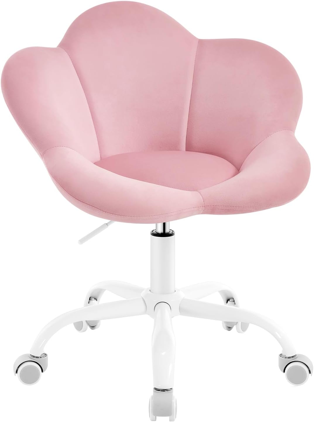 Chaise Bureau Enfant, Réglable en Hauteur, pour Bureau, Rose Clair/Blanc – WOLTU, Chaise Pivotante en Velours, Ergonomique, Siège Rembourré